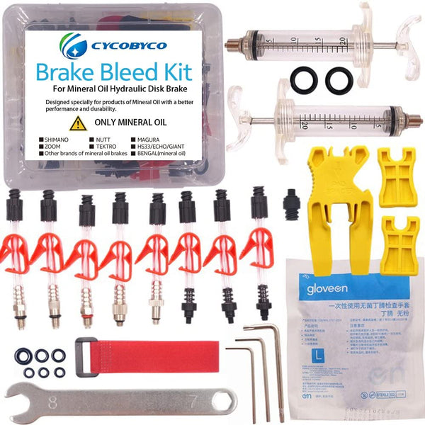 CYCOBYCO Bicycle Brake Bleed Kit for Shimano TEKTRO MAGURA Zoom Bike Mineral Oil Hydraulic Disc Professional Tool Set