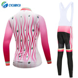 Cycobyco Autumn Womens Cycling Clothing 100% Polyester Bicycle Wear Ropa Ciclismo Cycling Clothes Cycling Jersey Set Peacock