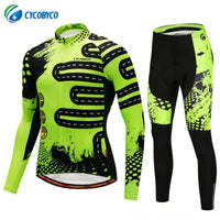 Cycobyco Fluorescence Cycling Jersey Set Autumn Breathable Bicycle Wear Long Sleeve MTB Bike Clothing Ropa Maillot Ciclismo