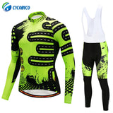 Cycobyco Fluorescence Cycling Jersey Set Autumn Breathable Bicycle Wear Long Sleeve MTB Bike Clothing Ropa Maillot Ciclismo
