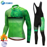 Cycobyco Winter Thermal Fleece Fluorescent Cycling Jersey Set Bike Maillot Ropa Ciclismo Long Sleeve Clothing