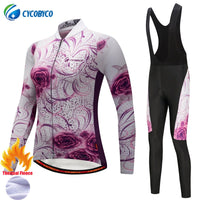 Cycobyco Winter Thermal Fleece Women Cycling Jerseys Mountain Bike Bicycle Uniform Long Sleeve Cycling Clothing Best Gel Pad